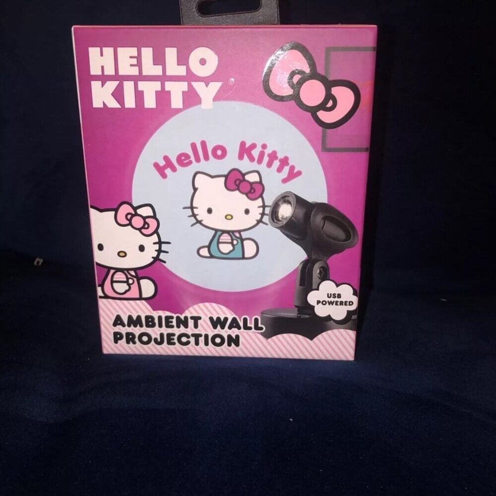 Hello Kitty NEW Ambient Wall Projection USB Powered. Cute. Red Bow, Flower